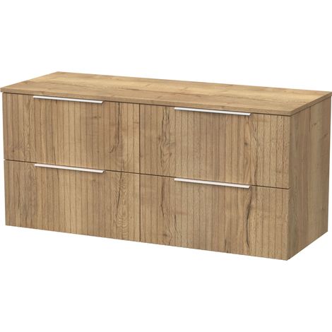 Callingwood Contemporary Wall Hung 4 Drawer Vanity Unit with Laminate Worktop , 1200mm, Autumn Oak