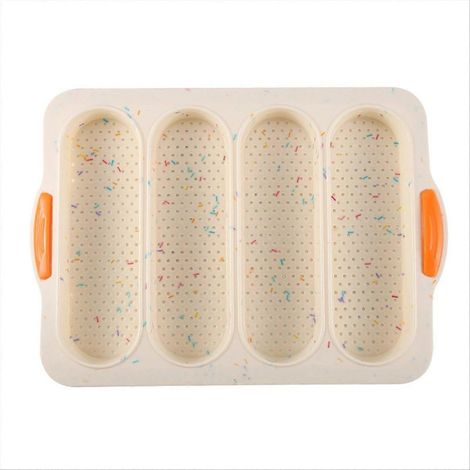 4 Slot français moule à gâteau français DIY petit moule à pain antiadhésif blanc (1/5)