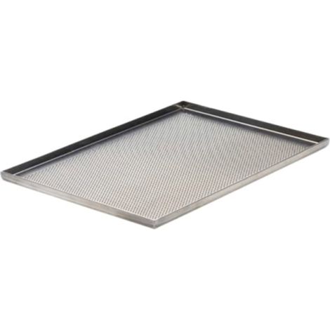 Plaque à pâtisserie perforée, rectangulaire, aluminium 1,5 mm, 40 x 30 x 2 cm, 4 côtés à 90° (1/5)