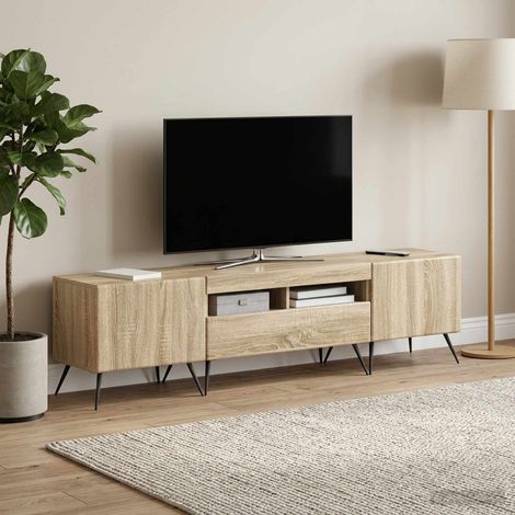 vidaXL LED TV Cabinet BREDA 3 pcs Sonoma Oak Engineered Wood (1/5)