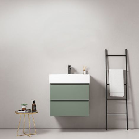 Mobile bagno sospeso 60 cm Verde Salvia Lavabo in Resina Senza Specchio - Fiji Paint (1/5)