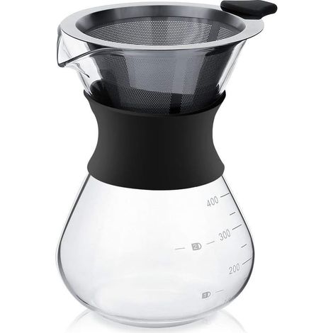 Manuelle Filterkaffeemaschine mit Glasfilterhalter und Dauerfilterkaraffe (400 ml)