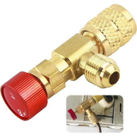 Adaptateur de Valve de Réfrigérant, Soupape de Sécurité Liquide Adaptateur, 5/16" 5/16" Soupape de Sécurité pour Climatisation (1/5)