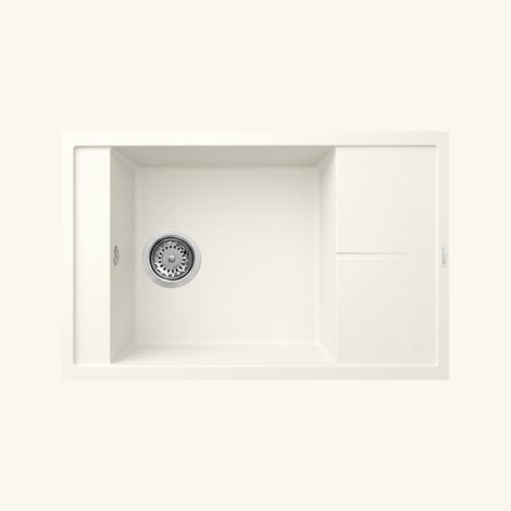 Evier granit blanc ivoire Luisina MAESTOSO 1 grand bac 1 petit égouttoir 78x50 (1/2)