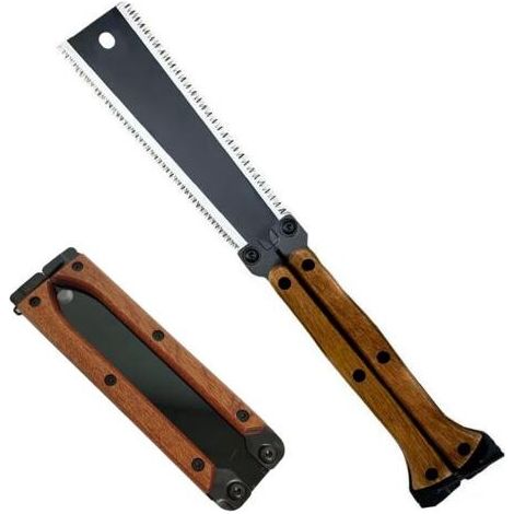 Scie Japonaise Pliable 16cm,Scie à Main avec Double Tranchant de 13/14 TPI,Manuelle avec Lame SK5 et Dents de Rectification sur Trois Côtés pour le Bricolage et le Bois (1/5)