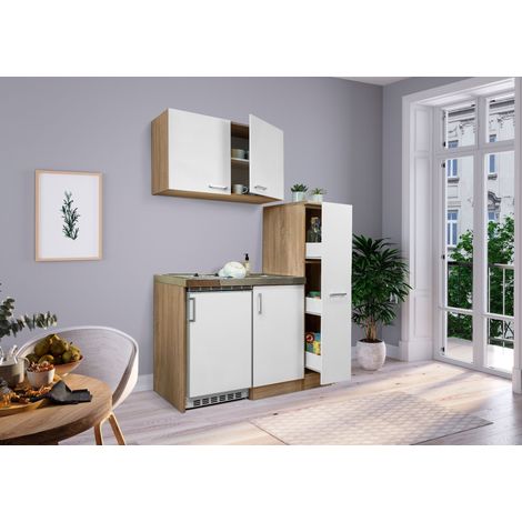 Cuisine Mini-cuisine Single Kitchenette Chêne Blanc Levin 130 cm Respekta