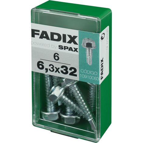 Caja s 6 unid. tornillo rosca chapa hexagonal autot. 6,3x32mm fadix (1/2)