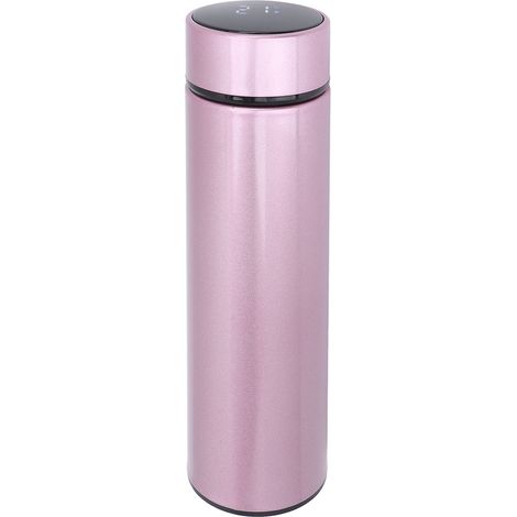 Isolierte LED-Trinkflasche mit Temperaturanzeige, doppelwandige Vakuumisolierung für Wandern, Büro und Radfahren – Rot/Pink (1/5)