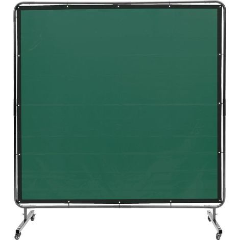 Rideau de Soudage Mobile Écran de Protection UV 1,8 x 1,8 m Vinyle Ignifuge avec Cadre 4 Roulettes Vert (1/5)