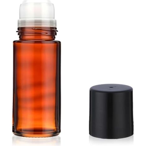 1 Pièce Flacon Rouleau en Verre Brun 50ml pour Huiles Essentielles, Bouteille Rechargeable à Bille pour Parfum, Flacon Vide Déodorant Givré pour Huile à Lèvres et Crème Contour des Yeux