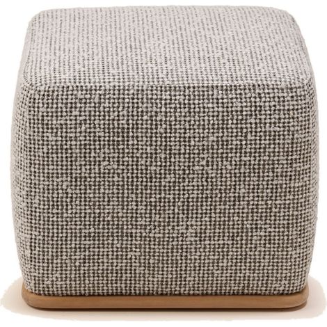 Pouf en Bois et bouclette chinée Pietro  ARNEL (1/4)