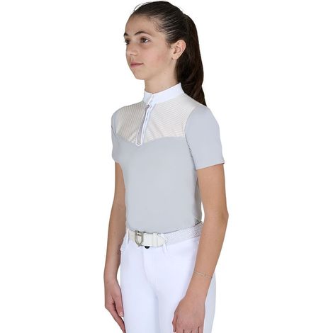 14 anni, Grigio Harbor mist: Polo da concorso per bambina slim fit a manica corta in tessuto tecnico traspirante (1/5)