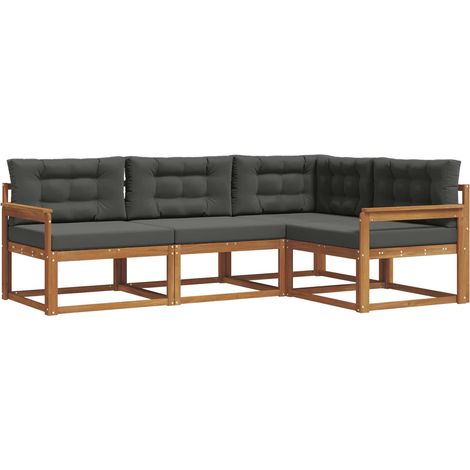 Ensemble de canapés d'extérieur 4 pcs  Salon de jardin Naturel et Anthracite