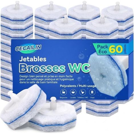 Lot de 60 têtes de Rechange pour Brosse de Toilette jetables, épaisses, 3 Couches, matériau en Fibre pour Beaucoup de Mousse, Parfum Frais, Seulement 60 têtes de Rechange (1/5)