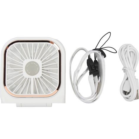 Portable foldable neck fan with power bank, phone holder and mini USB hanging fan, white (1/5)