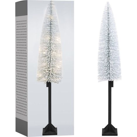 Sapin de noel blanc 147 cm avec 30 lumieres led et effet enneige