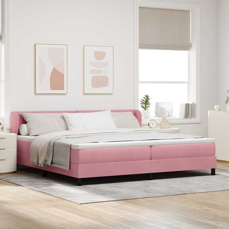 vidaXL Cama tipo Box Spring con cabecera Rosa 200 x 200 cm Terciopelo (1/5)