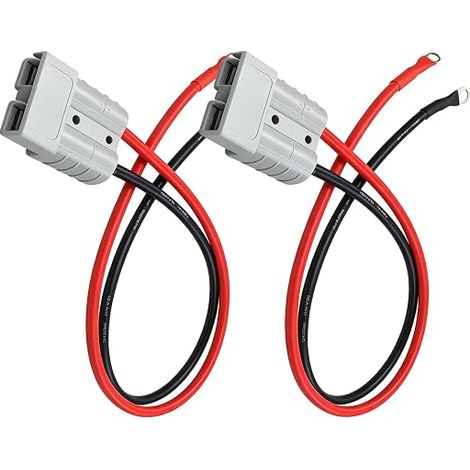 2-teiliger 50A 600V Batteriestecker, 10AWG 30cm Anderson-Kabel mit M8-Ringkabelschuh, Schnellkupplungsstecker für Auto, Wohnwagen, Boot, Solarpanel (1/5)
