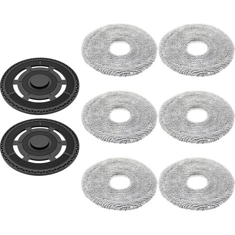 Kit Serpillère Robot - 2 Supports et 6 Chiffons - Plastique et Microfibre - Nettoyage Efficace - Pour Xiaomi 5C OV42CN - Noir (1/5)