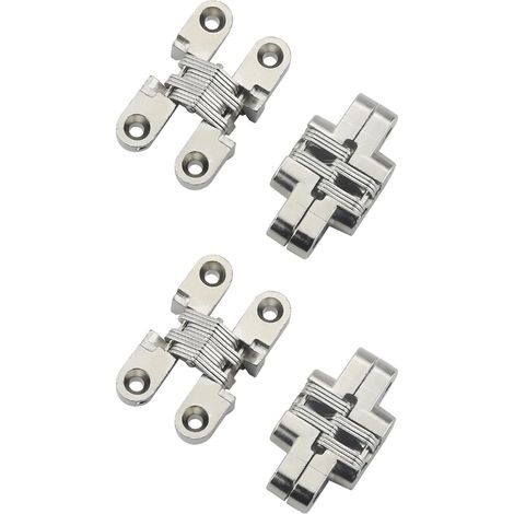 Mini Charnière Invisibles 43 mm pour Porte d'armoire Connexion du Panneau Petite Boîte en Bois Charnières Cachée en Alliage de Zinc pour Portes Pliantes Argent (1/5)