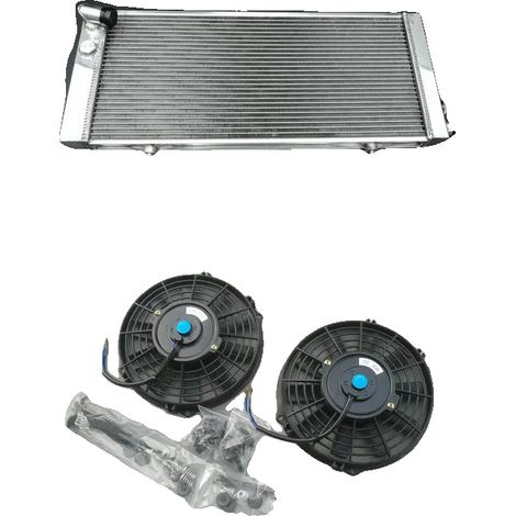 Radiador, construcción de aluminio, eficiencia de refrigeración mejorada, negro. (1/2)