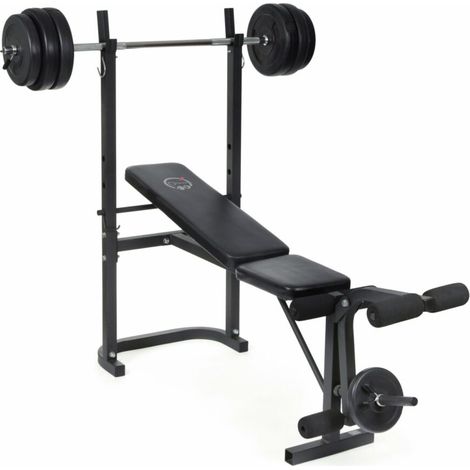 Banc de musculation avec poste jambe - Barre et 20 Kg de poids inclus - O'Fitness - Maison/appartement (1/5)