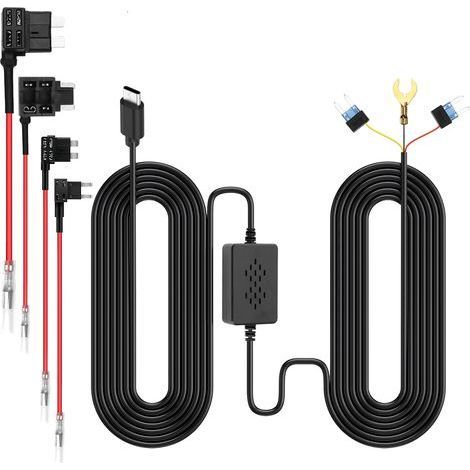 1 Kit Hardwire USB-C 5V 2.5A Fusibles 12V-24V Protection Basse Tension Dashcam Camion SUV (1/5)