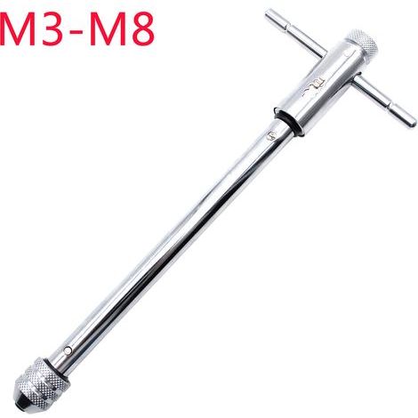 Clé à cliquet réglable avec poignée en T, pour tarauds métriques M3-M8, alésoir, clé à cliquet, outil à main, corps de 248 mm (1/5)
