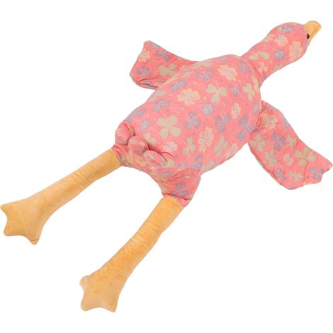 Gans-Plüschtier, Kuscheltier, Stofftier aus Baumwoll-Jacquard-Gewebe, 4-blättriges Kleeblatt-Dekokissen, 90 cm, Rosa (1/5)