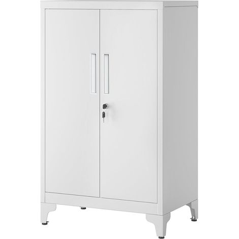 Caisson de bureau placard polyvalent armoire de bureau à 2 portes 40 x 60 x 90 cm verrouillable meuble de rangement en acier pour bureau salon noir (1/3)