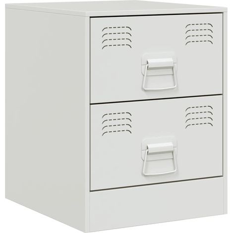 Comodino con 2 cassetti 34,5 x 39 x 44 cm acciaio bianco DEC033291