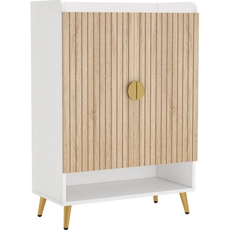 Zapatero de madera y metal blanco de 75 x 37 x 110 cm con 7 niveles (1/5)