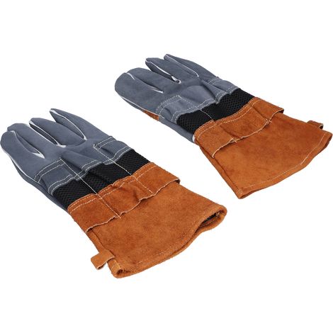 Gants résistants à la chaleur en cuir de vachette, résistants aux hautes températures et ignifuges, gants de protection pour le camping, le barbecue, le micro-ondes (café) (1/5)