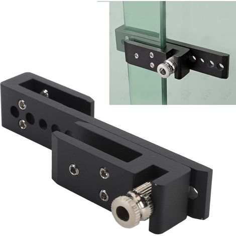 Verrou de Porte Coulissante Salle de Bain Sans Cadre, Serrure Verre 12 Trous Acier Inoxydable pour Hotel Maison (Noir 8mm) (1/5)