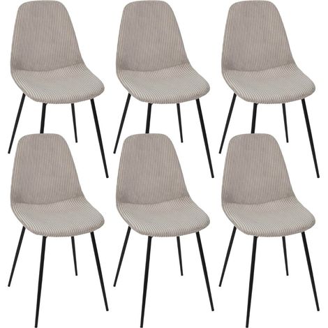 Lot de 6 chaises en velours côtelé coloris taupe - AMORY (1/5)