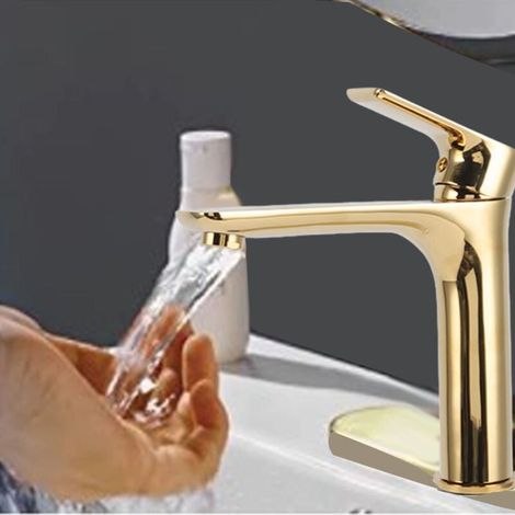 G/2 Robinet de Lavabo de Salle de Bain à une Poignée Or Brossé Design Moderne et élégant Finition Antirouille Mitigeur de Lavabo de Salle de Bain Robinet de Lavabo de Salle de Bain Accessoire de Sall (1/4)