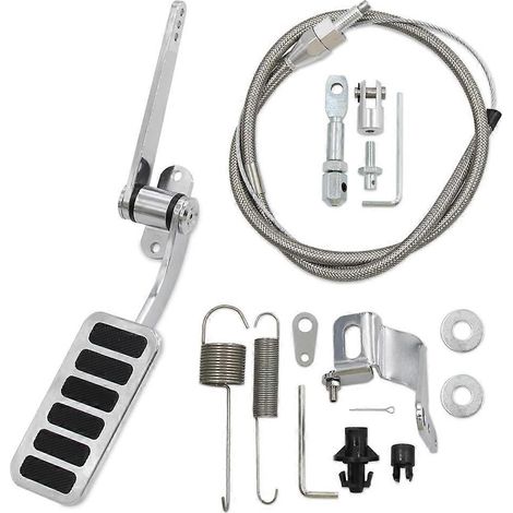 Pedal de acelerador universal de aluminio con kit de cable de acelerador trenzado de acero inoxidable de 91 cm (36 pulgadas) con funda de 61 cm (24 pulgadas) Accesorios para automóvil (1/5)