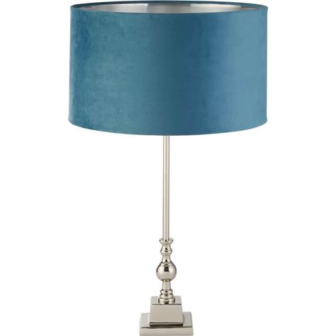 Lampe de table chromée Whitby avec capuche bleue - EU81214TE