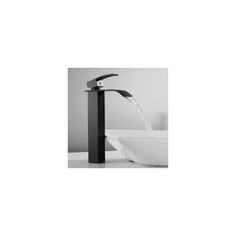 1 Stück schwarze Wasserfallarmatur mit hohem Auslauf, Waschtischmischer, Einzelstück (1/4)