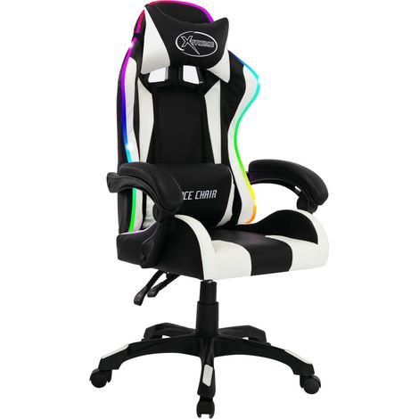 Maison Exclusive - Sedia da Gaming con Luci a LED RGB Bianca e Nera in Similpelle
