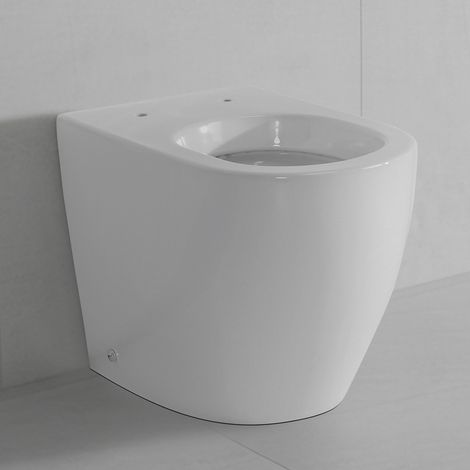 Vaso filo parete traslato in ceramica bianca con scarico universale - Osaka (1/5)