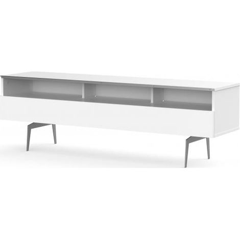 Meuble TV 3 niches 1 porte mélaminé blanc Yvanna 160 cm (1/5)