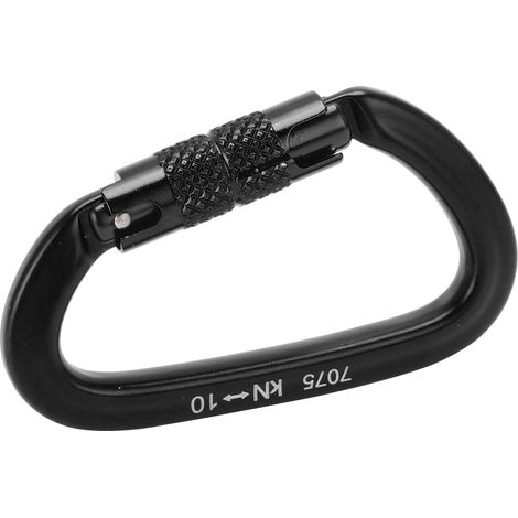 Automatischer Kletterkarabiner aus Aluminium mit Drehverschluss und DR-Ring-Haken für Wanderungen (Schwarzer Karabiner Nr. 8 mit automatischer Verriegelung) (1/5)