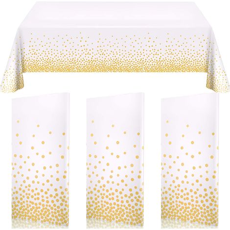 3 Pièces Nappe Jetable Anniversaire,Nappe Blanche Jetable,Nappe Jetable Blanche,Nappe Papier Blanc,Nappe Anniversaire pour Décorations de Table,Les Mariage,Halloween,Noël,137 x 274 cm (1/5)