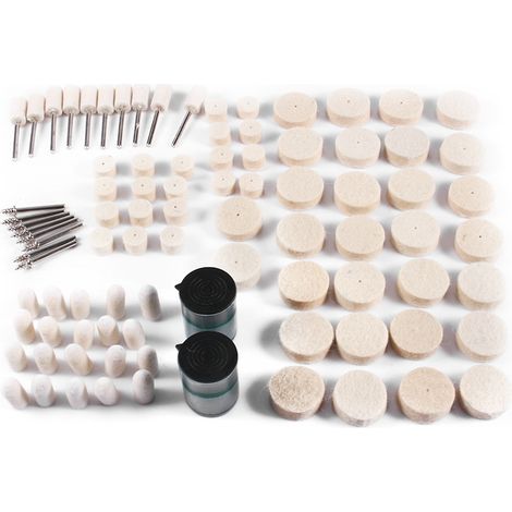 Kit de 90 disques abrasifs en feutre doux pour le polissage et le nettoyage d'outils rotatifs.
