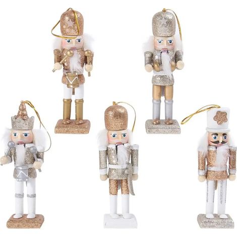 Pinceaux de noix pour la décoration de Noël 5 pièces d'or des bijoux de soldat (1/5)