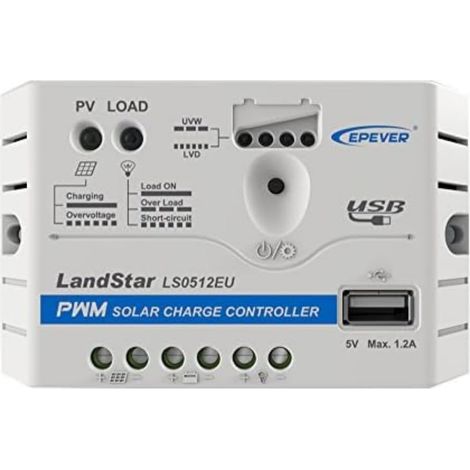 EPEVER® PWM LS1012EU - Regolatore di carica solare con porta USB, 10 A, 12 V