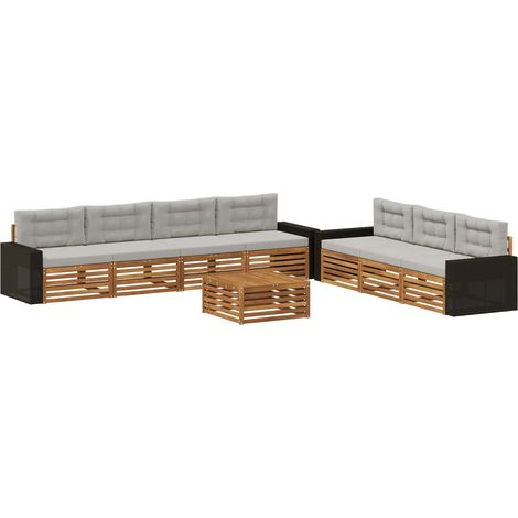 Ensemble de canapés d'extérieur 8 pc Naturel et gris clair vidaXL
