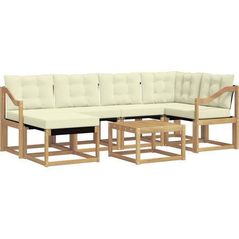 Outdoor Sofa Set with Cushion 7 pcs White and Cream vidaXL