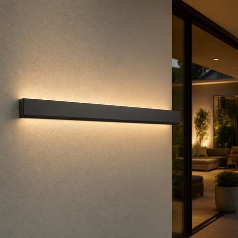 V-TAC VT-1178 Lampada LED lineare da parete applique rettangolare design moderno 23W 141cm corpo nero luce 3000K IP65 - 10436